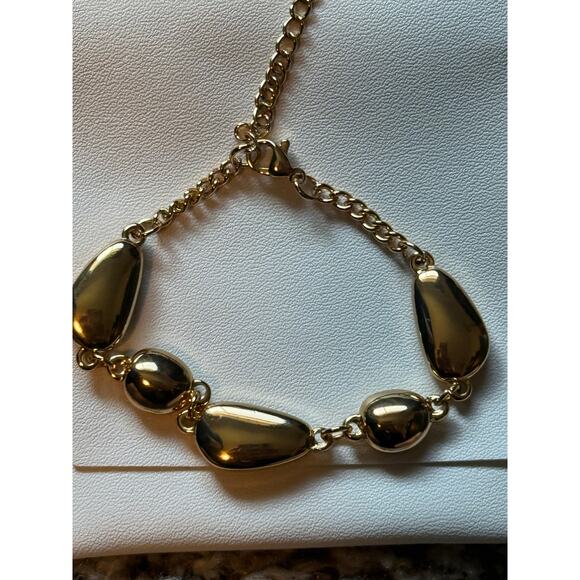 18k Gold Plated Chunky Bracelet Slide Jewelry - Picture 2 of 3